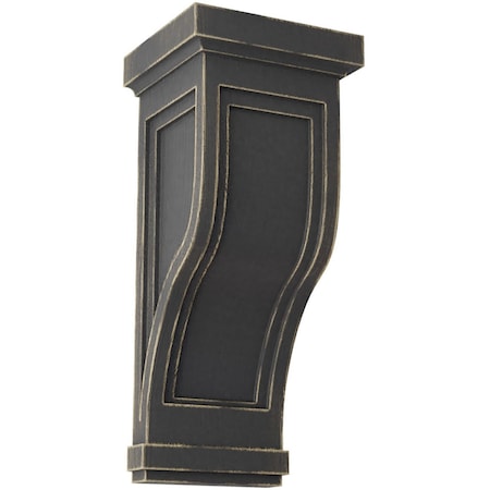 Ekena Millwork 7 1/2"W x 8"D x 17"H Traditional Recessed Wood Vintage Decor Corbel, Black CORWD07X08X17TRBL